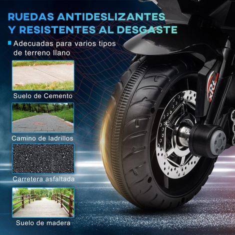 Moto électrique pour enfants, modèle à trois roues, batterie rechargeable 6V, avec fonction musicale, klaxon et phare, dimensions 86x42x52 cm, noir et bleu. (1/5)