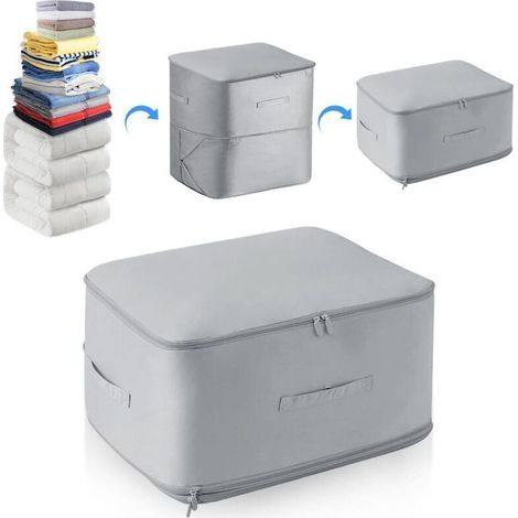 Housse Rangement Vetement Couette,52X42X60cm Organisateur d'Auto-Compression Ultra Peu Encombrant, Mobiles Sac Rangement Couette Voyage, pour Couettes, Couvertures, Vêtements (1/4)