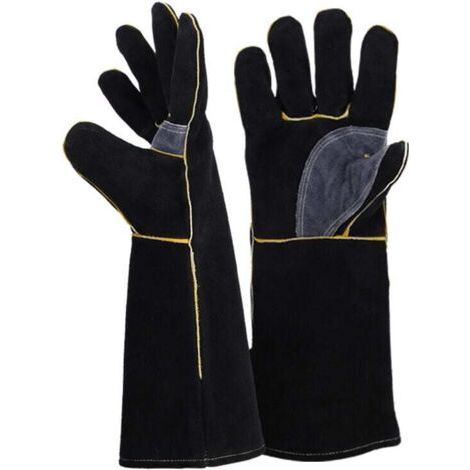 YMYNY Extreme Fire and Heat Resistant Gloves, Leather with Kevlar Stitching, Perfect for Fireplace, Stove, Oven, Grill, Welding, BBQ, Mig, Pot Holder, Animal Treatment(14pcs (1/4)
