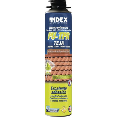 Mousse de polyuréthane pour la fixation de tuiles - Application avec pistolet - Couleur Tuile 750 ml - Boite de 12