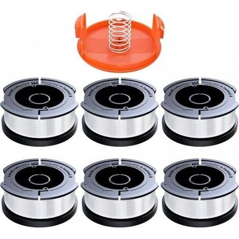 Packung mit 6 Spulen 1,65 mm Trimmerfaden – 9 m Nylon-Polyamid – Automatisches Zuführungssystem – Kompatibel mit Black & Decker (1/5)