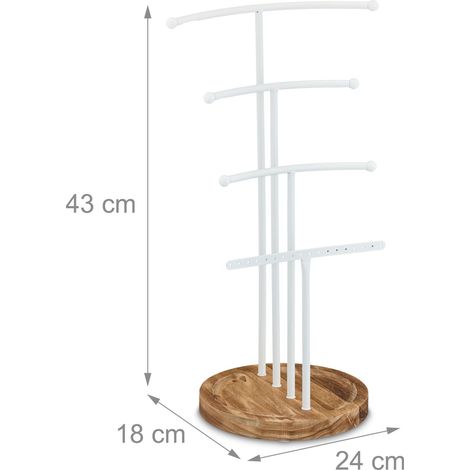 Portagioie in legno di faggio e ferro moderno portaoggetti estetico 43 x 24 x 18 cm in legno bianco 130016610
