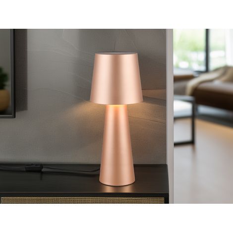 Große LED Tischleuchte aus Metall Coffeefarbig, Höhe 40cm (1/5)