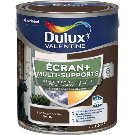 ECRAN+ MULTI-SUPPORTS EXTERIEURE - Peinture en Phase Aqueuse Éxtérieur - Satin Brun Normandie 2 L - Dulux Valentine (1/5)