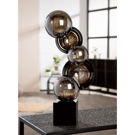 Sculpture en Verre Rondo - Noir et Blanc - Hauteur : 39 cm - Largeur : 20 cm - en Verre (1/5)