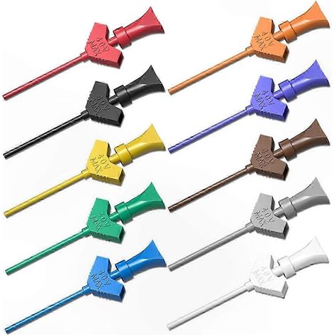 Lot de 10 mini crochets de test pour circuits intégrés CMS, pour plaques d'essai, fils de connexion, oscilloscopes, analyseurs logiques et projets de bricolage (1/5)