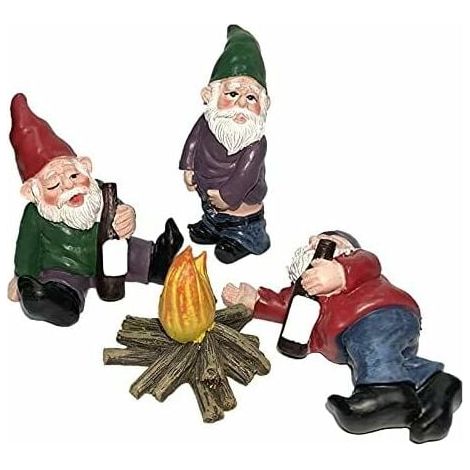 Statue Nain De Jardin - Résine Imperméable - Décoration Extérieure Pelouse Jardin Terrasse - Lot De 3
