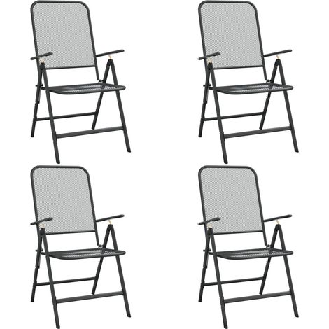 Maison Exclusive - Sedie Giardino Pieghevoli 4 pz Rete Metallica Espansa Antracite