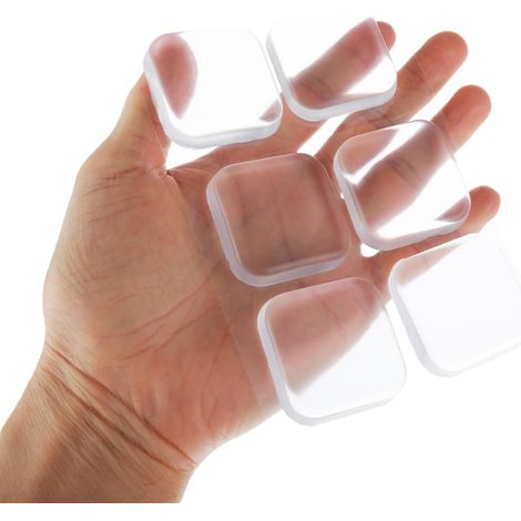 6 x door stopper wall protector – clear square wall protectors for door knobs self adhesive rubber handle bumper for walls, shock absorbent wall protector from door knob (1/5)