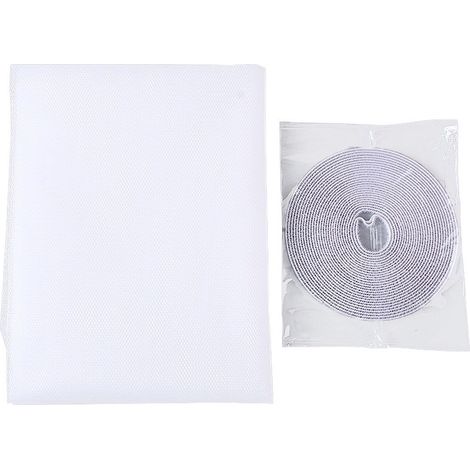 Moustiquaire de fenêtre autocollante (100 × 150 cm) — Moustiquaire de remplacement à installation facile et sans outils (Blanc, 2 m × 1,5 m)