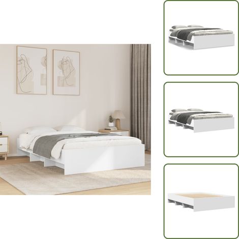 vidaXL Cadre de lit sans matelas blanc 140x190 cm bois d'ingénierie (1/5)