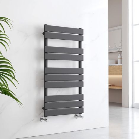 EMKE Flat Panel Heated Towel Rail Anthracite Bathroom Ladder Radiator Warmer 1000 x 500 mm Towel Radiator (1/5)