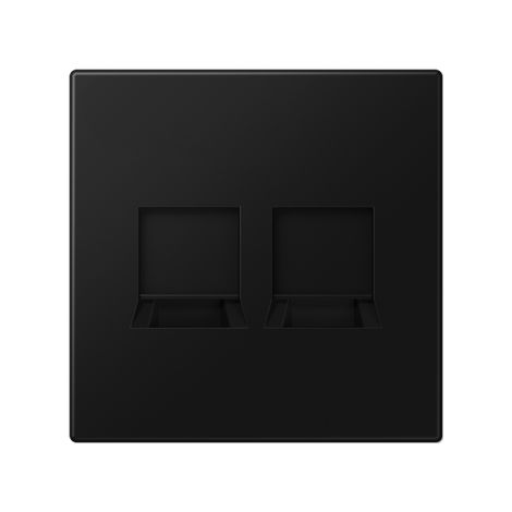 Jung Cache (encliquetable) pour prises Modular-Jack, 2fach, UMA-CAT6A, RADIALL, Panduit, Assmann, Thermoplastique laqué, Serie LS, graphitschwarz matt LS 1969-2 WE SWM