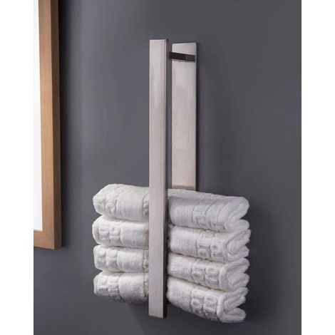 Porte-serviettes sans perçage, porte-serviettes invités, barre porte-serviettes en acier inoxydable, auto-adhésive, 40 cm (1/5)
