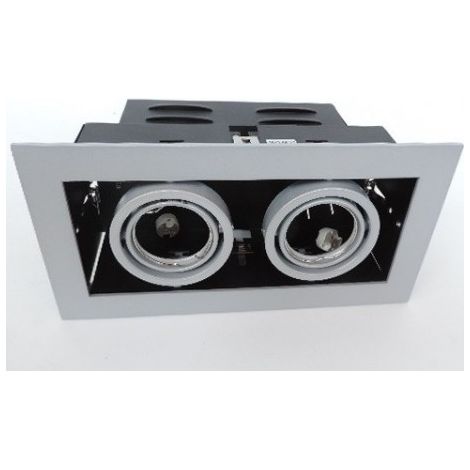 Plafonnier encastré rectangle 254X134X126mm 2 spots orientables lampes MR16 GU5.3 50W max 12V (non incl) IP20 DEKO LIGHT 850065 (1/2)