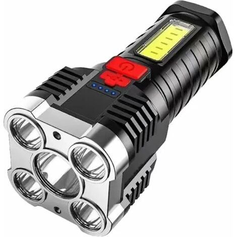 Lampe torche étanche et antidéflagrante avec 5 LED COB, longue portée, éclairage latéral pour une utilisation à la maison et en extérieur, rechargeable - AquaForge (1/3)