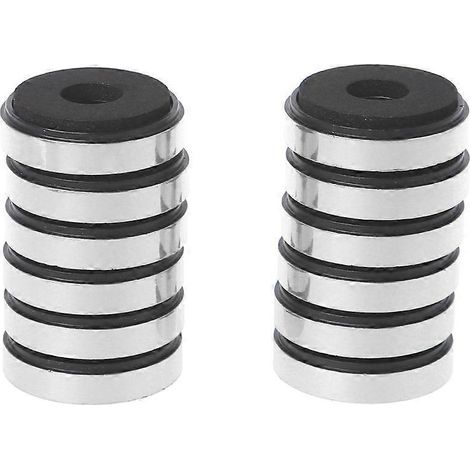 12 Pièces Pieds de Support Enceinte, Pointes et Pads Anti-Vibrations Argentés 30mm x 8mm (1/4)