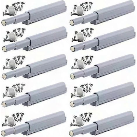 Ouverture par poussée, loquets magnétiques à pression pour portes, fermeture automatique par simple toucher, lot de 10, mécanisme push-to-open, sans poignée, fixation facile. (1/5)