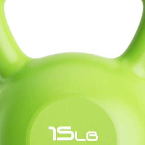 Kettlebell de musculation à poignée large avec protège-paume et protège-poignets, pour hommes et femmes, 6,8 kg (15 lb) - Vert (1/5)