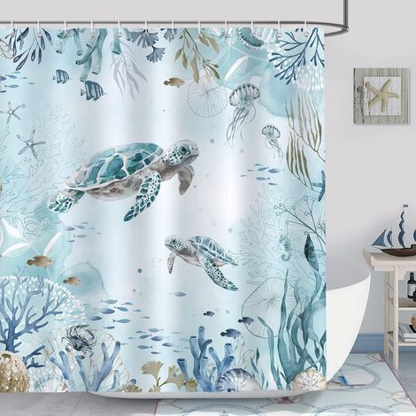 Cortina de ducha en forma de U de 180 x 180 cm, impermeable, para baño, con base antideslizante.
