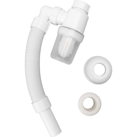 Tuyau de vidange lavabo 90° blanc flexible anti-odeur pour cuisine et salle de bain, flexible à visser, 1 pièce