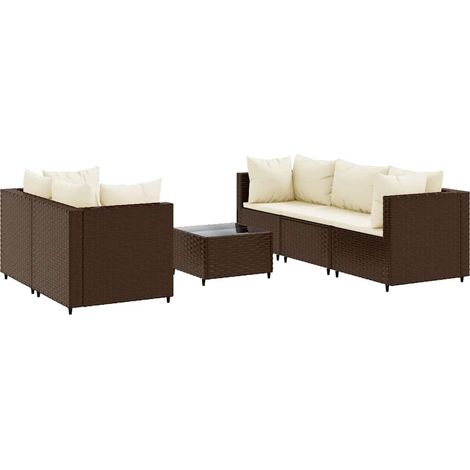 Maison Exclusive - Set Mobili da Giardino 6pz con Cuscini in Polyrattan Marrone