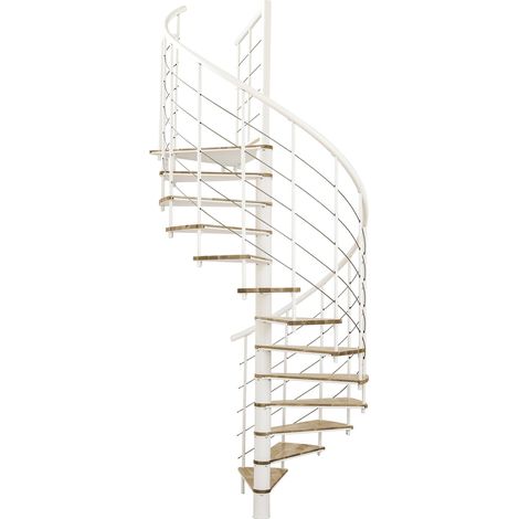 Minka Spindeltreppe Fusion 37 - 295cm Geschosshöhe Eiche Weiß 120cm Durchmesser (1/5)