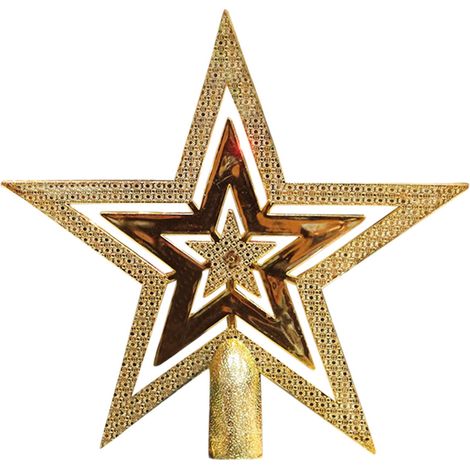 Étoile Pour Sommet De Sapin - Étoile À 5 Branches En Plastique Brillant Or - Décoration De Noël Intérieure - 1 Pièce