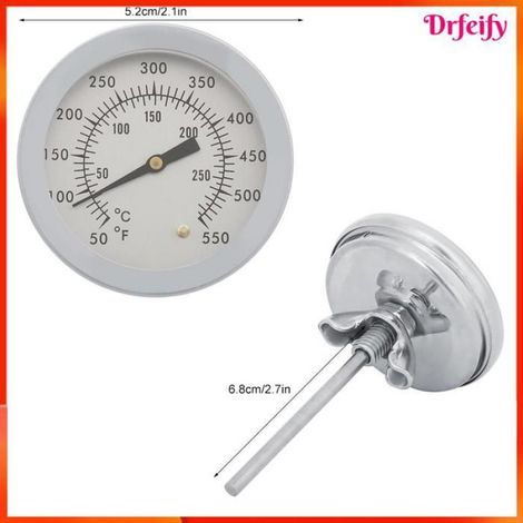 Thermomètre Pour Barbecue - Acier Inoxydable - Double Échelle °F/°C - Plage 50 À 550 °F - Pour Grill Fumoir Four - 1 Pièce (1/4)