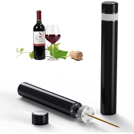 1 - Tire Bouchon - Pompe À Air 7S - Ouvre Bouteille Vin Rouge - Insertion Aiguille Sans Effort - Pour Fêtes Et Cadeaux - Argenté - 18x5cm (1/5)