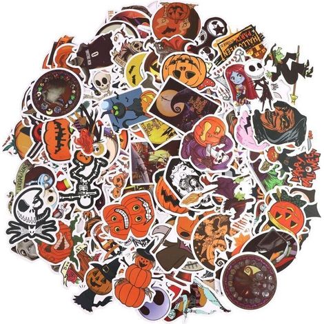 【Matériel】 L&39autocollant d&39Halloween est fait de matériau auto-adhésif en PVC, imperméable et durable. Il peut être décollé à plusieurs reprises et résiste aux températures élevées sans laisser de (1/4)