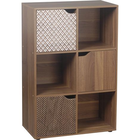Libreria in legno 6 cubi con ante decorate (1/5)