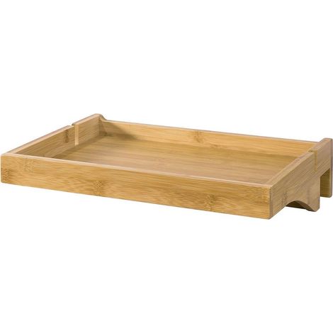 SoBuy Bedside Shelf Clip-on Hanging Shelf Bed Side Shelf Table Tray with 2 Wire Slots, Bamboo,NKD01-N