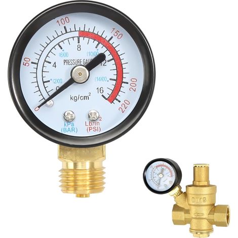 FASBET Pressure Gauge M14 x 1.5 mm for Water Pressure Reducer Brass Stainless Steel Electromechanical Gauge (1/5)