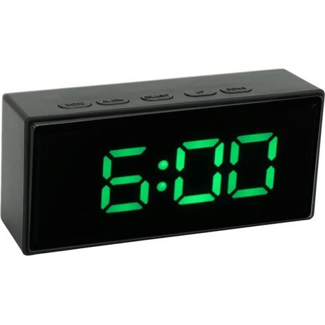 Réveil numérique avec capteur de température – Affichage LED vert – Rétroéclairage intelligent – Fonction snooze – Design moderne pour chambre ou bureau (1/5)