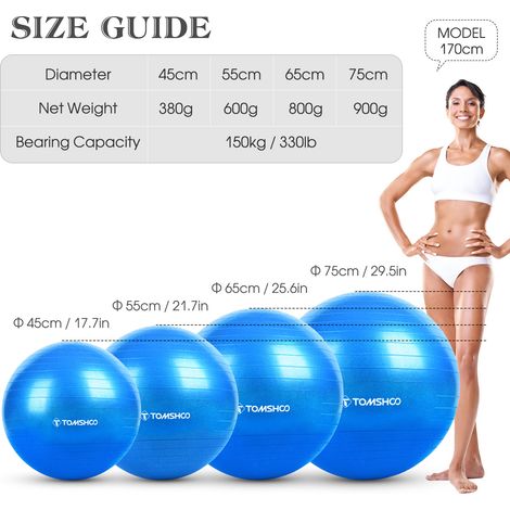 Balle de Yoga épaisse avec pompe à pied, 45cm/55cm/65cm/75cm, pour équilibre stable, exercice de Fitness physique, Pilates