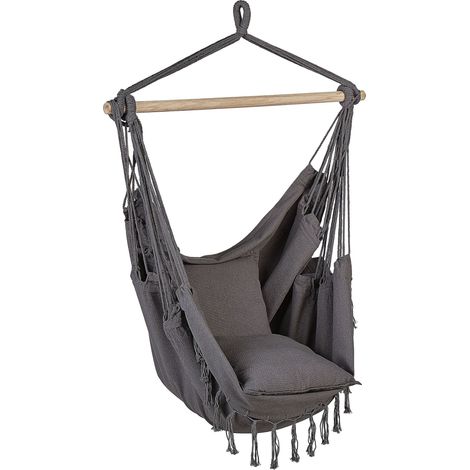 Sedia amaca sospesa Poltrona dondolo stile boho brasiliano grigio Bonea