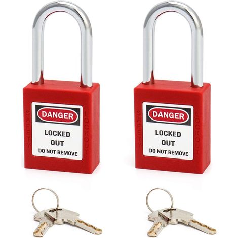Cadenas de sécurité, 2 cadenas avec 4 clés, rouge (1/5)