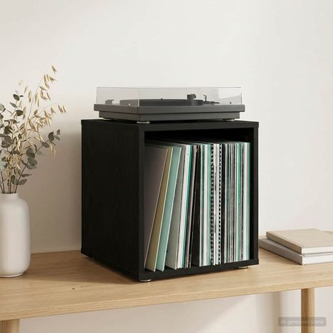 vidaXL Boîte d'albums vinyles 2 pc Chêne noir 37 x 36,5 x 38 cm (1/5)
