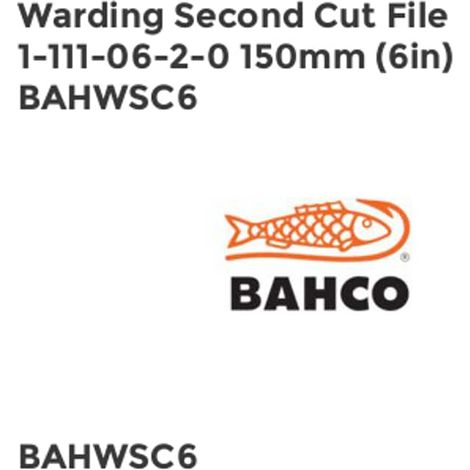Bahco Warding Second Cut File, 150mm (6-inch), Model BAHWSC6