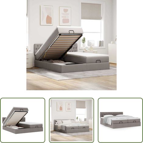 vidaXL Taschenfederkern - Ottoman-Bett mit Matratzen Taupe 180x200 cm Stoff (1/5)