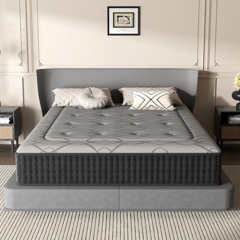 Matelas 140 x 200 x 25 cm DEWINNER, Mousse à Mémoire de Forme Epaisseur 25 cm, Rembourrage très doux, Ressorts individuels, Absorbant l'humidité, Respirant, Hypoallergénique et antibactérien