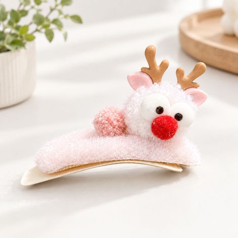 FLITI Plüsch-Weihnachts-Rentier-Haarspange mit Geweih und roter Nase, weiche und bequeme 3D-Haarspange, süßes festliches Accessoire für Mädchen (1/5)