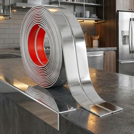 Profilé d’Angle Flexible Auto-Adhésif 9,2m, Largeur 30mm Argenté (1/5)