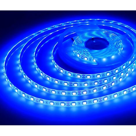 Bande lumineuse LED bleue, 5 mètres/16,4 pieds, 12 V, SMD5050, 300 perles LED, étanche IP65, sécable, bande LED flexible, convient pour les cuisines, les bars, les armoires et la décoration de miroirs (1/5)