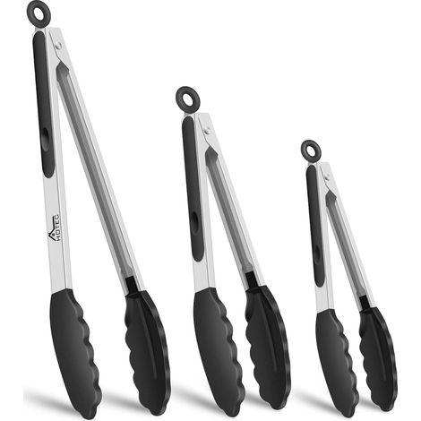 Verriegelbare Küchenzange, Silikon-Küchenzange, hochwertiger Edelstahl mit Silikonspitzen, 3er-Set – 17,8 cm, 23 cm und 30,5 cm (1/5)