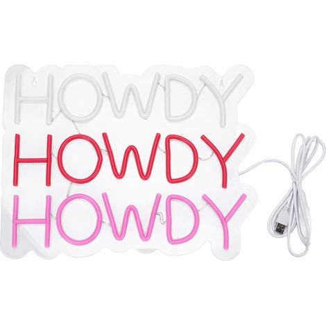 Howdy – panneau néon coloré et lumineux, alimenté par USB, lumière LED pour Bar, café, chambre à coucher, décoration murale de Club (1/5)