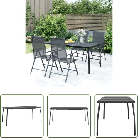 Stahl Gartentisch - Gartentisch Anthrazit 165x80x72 cm Stahlgitter (1/5)