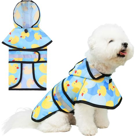 1 Imperméable chien, trou pour laisse, bande réfléchissante, capuche réglable, sangle ventrale, petite et moyenne taille. (1/5)
