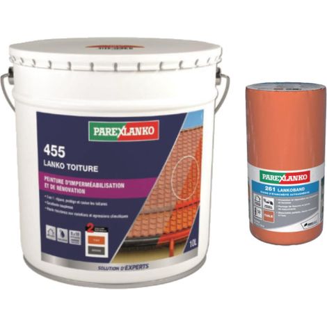 Pack PAREXLANKO - 3-in-1 Imprägnier- & Renovierungsfarbe Dachziegel - Selbstklebendes Dichtungsband Dachziegel